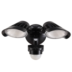Twin LED Spotlight 2 x 20W With Motion Sensor (Black)