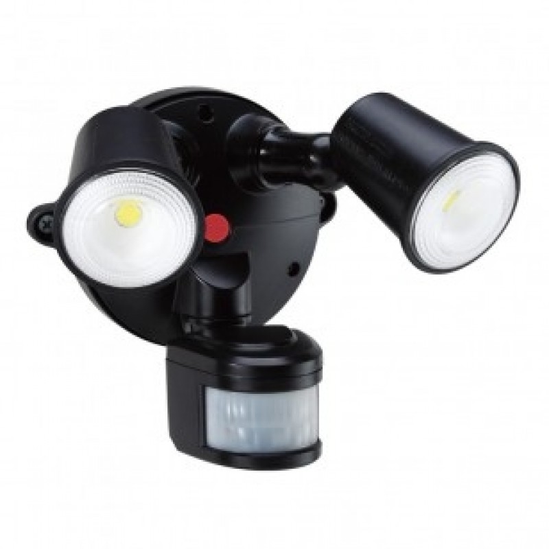 LED Spotlight 2 x 10W Tricolour with Motion Sensor (Black) Security